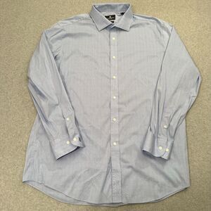 Psycho Bunny Button Up Shirt 17.5 34/35 Modern Fit Blue Stretch Non-Iron Mens